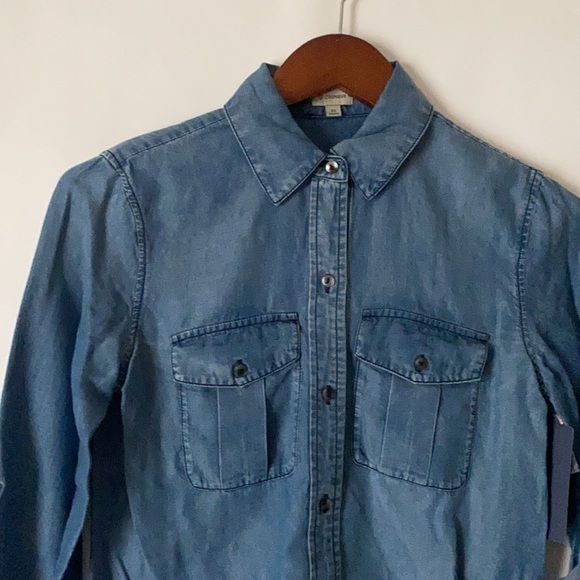 Cremieux Size XS Jade Chambray Women’s Long Sleeves Blouse Denim Jeans - Picture 7 of 15
